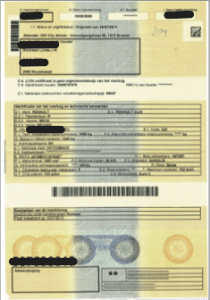 Carte grise belge A4 verso